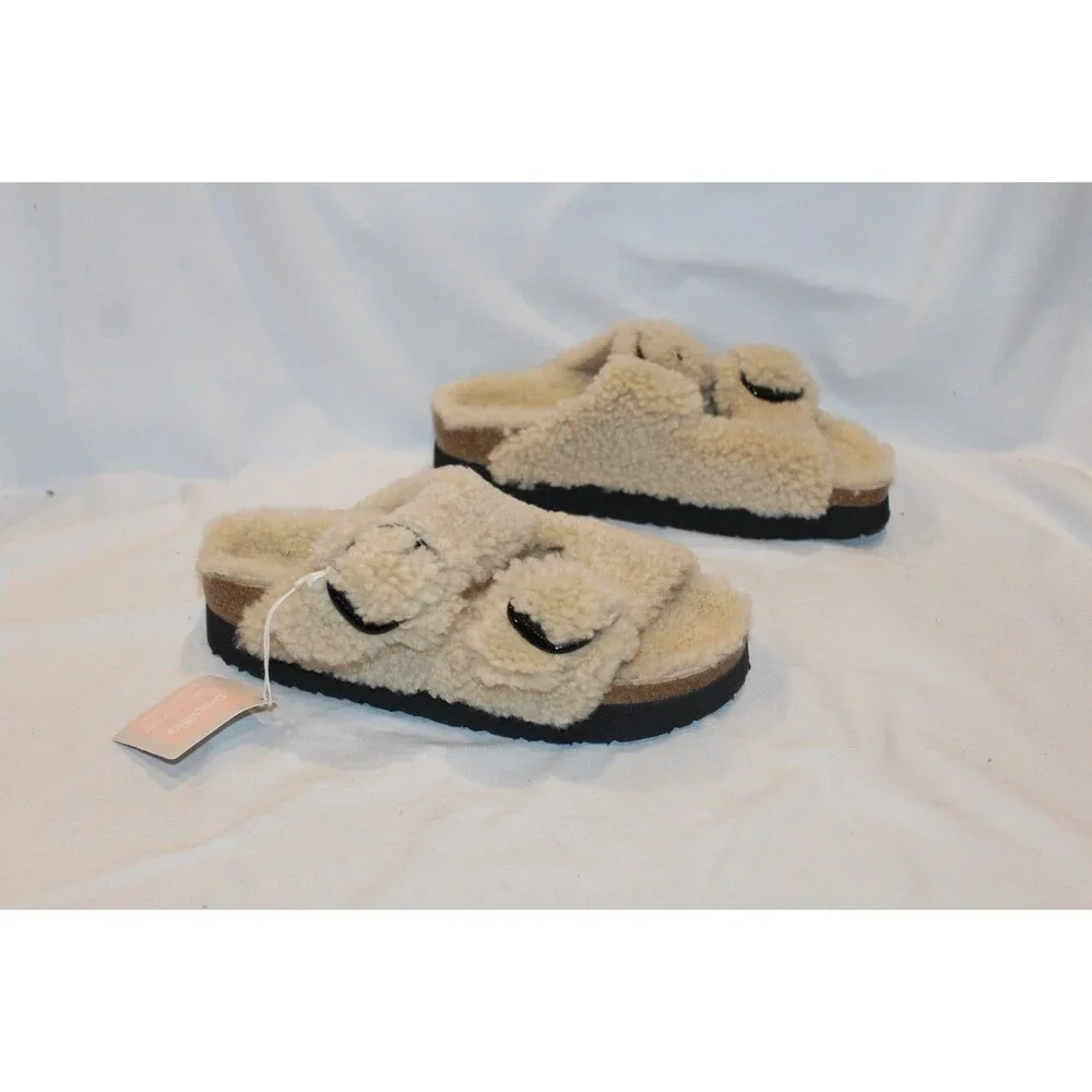 Birkenstock Women Papillo Arizona Big Buckle Shearling Sandal Eggshell EU 40 NAR